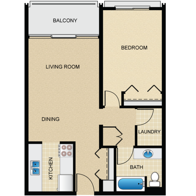 1BD 1BTH C 116 floor plan